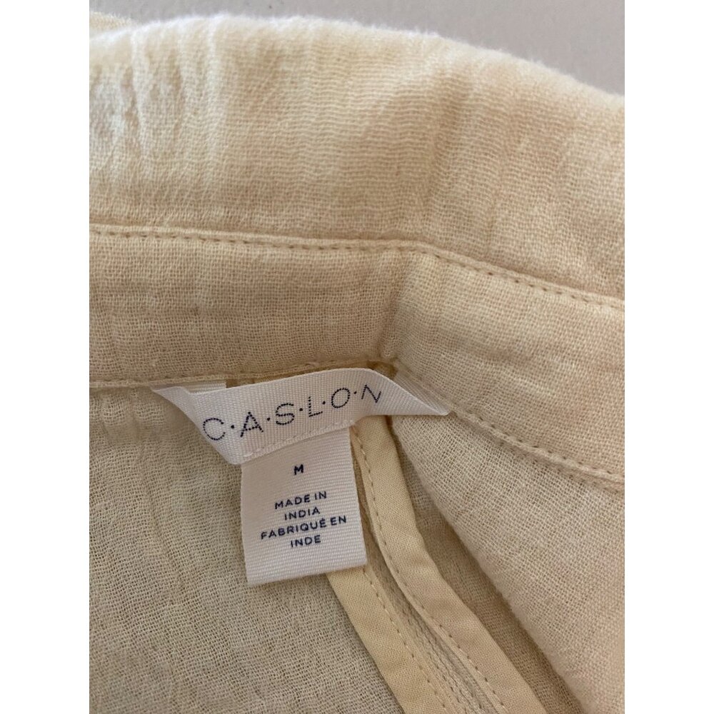 NWT Nordstrom Caslon Beige Cotton Blazer Lightweight Textured Jacket Medium - Picture 4 of 12
